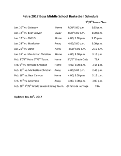 Petra 2017 Boys Middle School Basketball Schedule