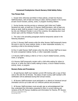 Immanuel Presbyterian Church Nursery Child Safety Policy Two