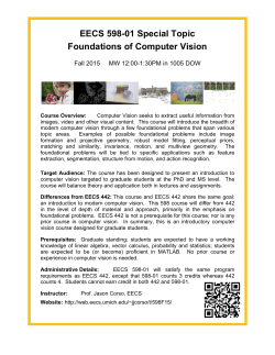 EECS 598-01 Special Topic Foundations of Computer Vision