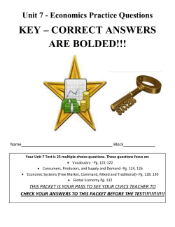 Unit 7 - Economics Practice Questions KEY &ndash; CORRECT ANSWERS