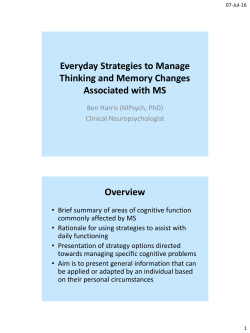 Everyday Strategies to Manage the Thinking and Memory