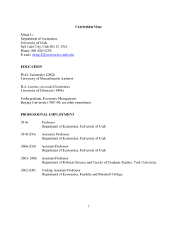 Curriculum Vitae Minqi Li Department of Economics University of