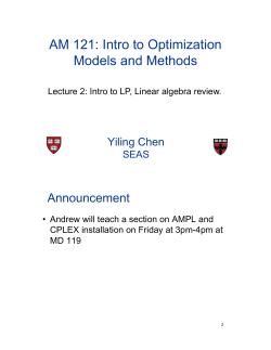 AM 121: Intro to Optimization Models and Methods
