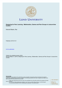 Designing for Peer Learning : Mathematics, Games and Peer