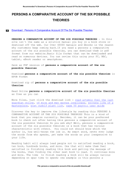 Persons A Comparative Account Of The Six Possible Theories