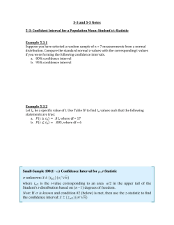 5-3 and 5-5 Notes 5-3: Confident Interval for a Population Mean