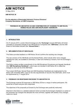 aim notice - London Stock Exchange