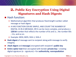 2. Public Key Encryption Using Digital Signatures and Hash Digests