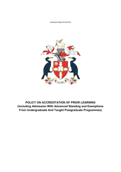 policy on accreditation of prior learning