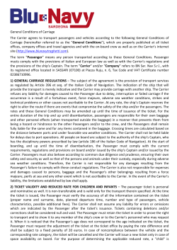 General Conditions of Carriage The Carrier agrees to