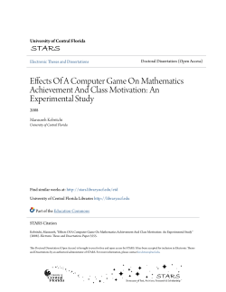 Effects Of A Computer Game On Mathematics