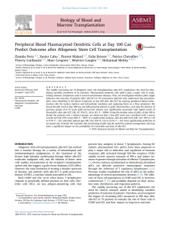 Peripheral Blood Plasmacytoid Dendritic Cells at Day 100 Can
