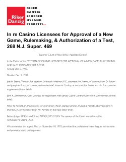 In re Casino Licensees for Approval of a New Game