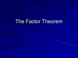 The Factor Theorem File