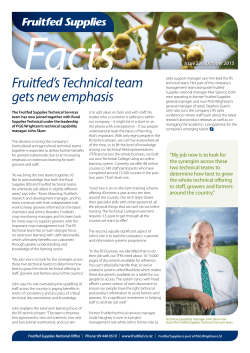 Fruitfed`s Technical team gets new emphasis