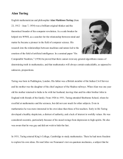 Alan Turing - A Chronicle of Mathematical People by Robert A. Nowlan