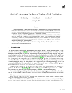 On the Cryptographic Hardness of Finding a Nash Equilibrium
