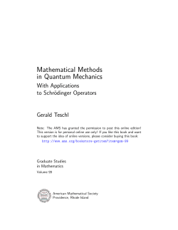 Mathematical Methods in Quantum Mechanics
