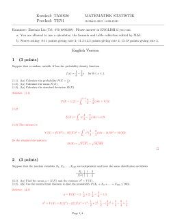 TAMS28 MATEMATISK STATISTIK Provkod: TEN1 English