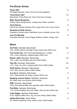 Pre-Dinner Drinks Beers