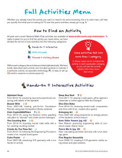 Full Activities Menu