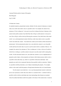 Centered Worlds and the Content of Perception