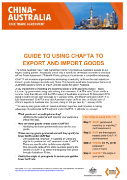 GUIDE to usING CHAFTA to export and import goods