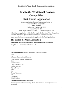 Best in the West Small Business Competition First Round Application