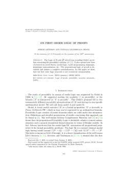 ON FIRST ORDER LOGIC OF PROOFS 1. Introduction The study of