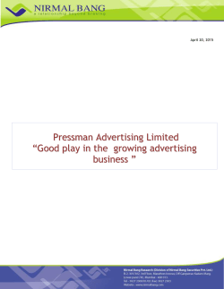 Pressman Advertising Limited &ldquo;Good play in the