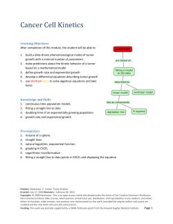 Use the exponential model of tumor growth to calculate the relative