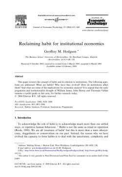 Reclaiming habit for institutional economics