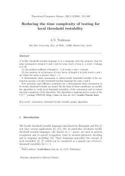 Reducing the time complexity of testing for local threshold testability