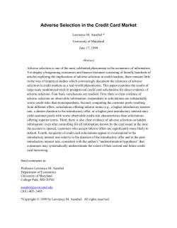 Adverse Selection in the Credit Card Market