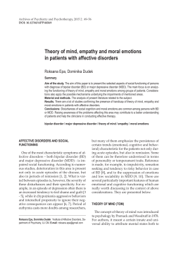 Theory of mind, empathy and moral emotions in patients with