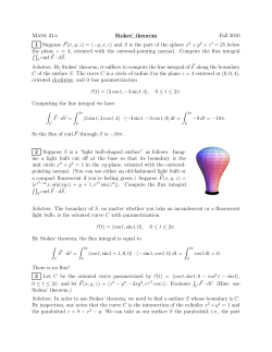 Math 21a Stokes` theorem Fall 2016 1 Suppose F(x, y, z) = 〈&minus;y, x, z