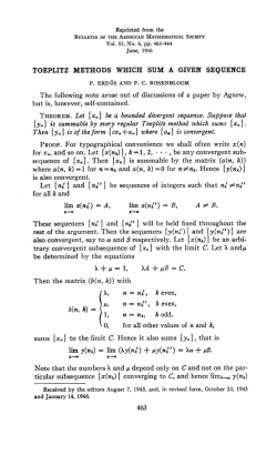 TOEPLITZ METHODS WHICH SUM A GIVEN SEQUENCE The