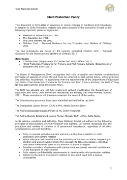 Tang National School Child Protection Policy This document is
