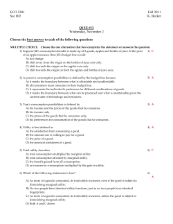 ECO 2301 Fall 2011 Sec 002 K. Becker QUIZ #12