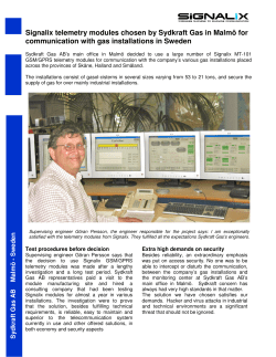 Signalix telemetry modules chosen by Sydkraft Gas in