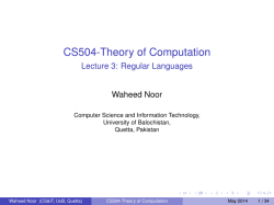 CS504-Theory of Computation - Lecture 3: Regular Languages