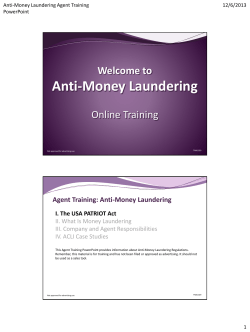 Agent Training: Anti-Money Laundering