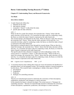 7-1 Test Bank Burns: Understanding Nursing Research, 5th Edition