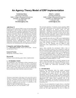 An Agency Theory Model of ERP Implementation