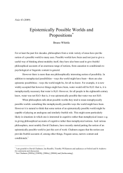 Epistemically Possible Worlds and Propositions