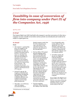 Taxability in case of conversion of firm into company