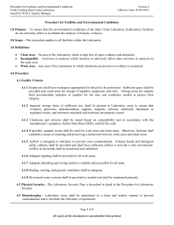 Facilities and Environmental Conditions