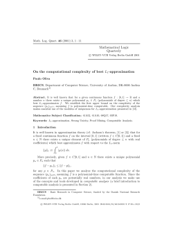 Mathematical Logic Quarterly On the computational complexity of