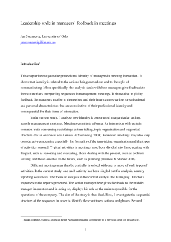 Leadership style in managers` feedback in meetings