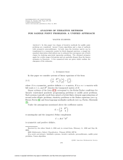 ANALYSIS OF ITERATIVE METHODS FOR SADDLE POINT